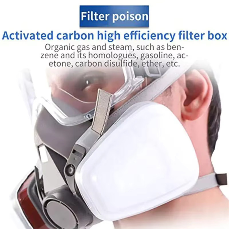 OLOEY 7in1 Gasdichte Halbgesichtsmaske mit Filtern für chemischen organischen Schutz, Serie 6200 - Bild 3