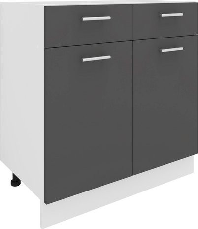 VCM Küchenschrank Esilo Unterschrank mit Schublade in Grau Matt, B/H/T: 80 x 82 x 46 cm - Bild 1