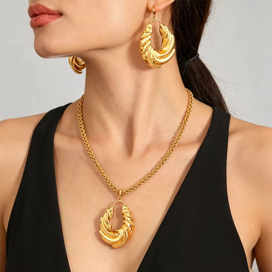LETINGSHA Schmuck-Set, Ohrringe, Halskette, Gold, Unisex - Bild 2