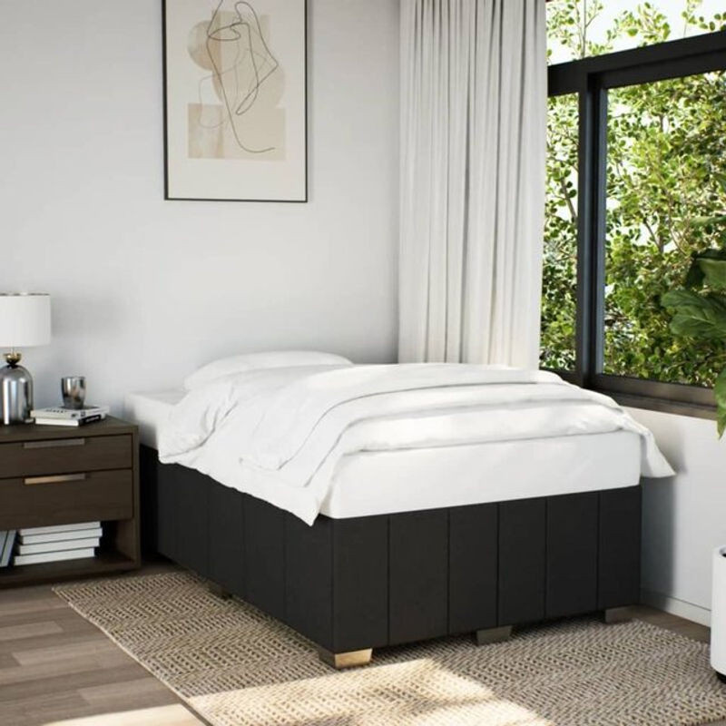 Vidaxl Polsterbett aus Stoff und Holz in Schwarz, B/T/H: 200 x 120 x 46 cm - Bild 1