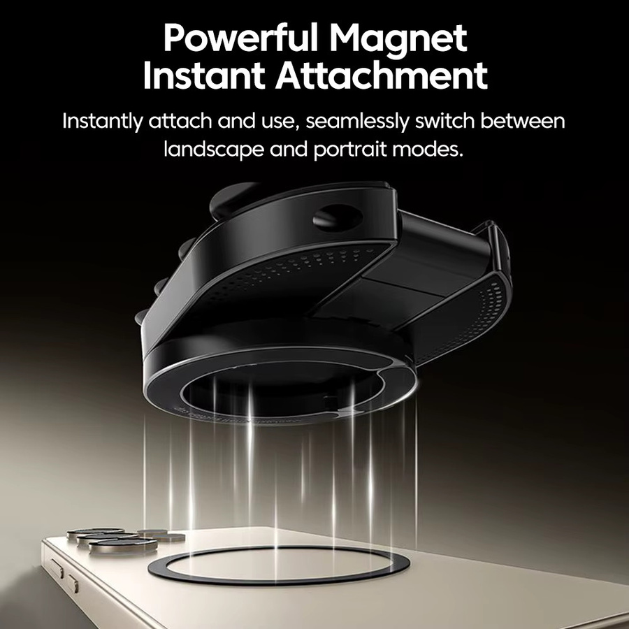 Olaf 3-in-1 Magnetischer Saugnapf-Ständer, 360 Grad drehbarer und faltbarer Smartphone-Halter in Schwarz - Bild 5