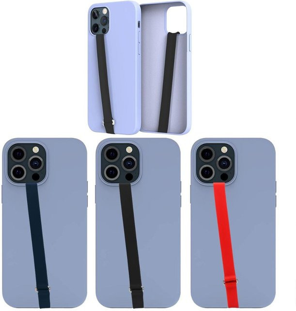 Silikon Grip Telefon Halter mit Fingerring und Armband für Samsung und iPhone in Rot - Bild 1