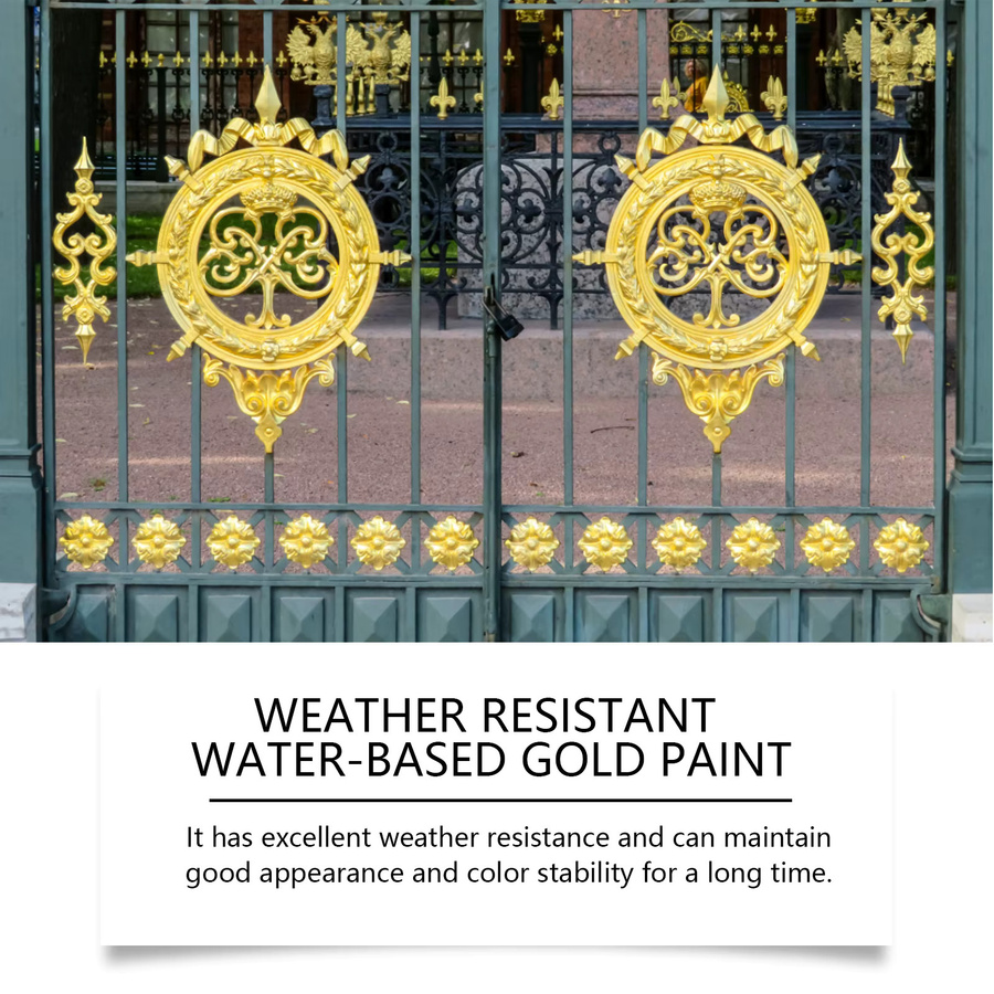 Jakehoe Metallic-Goldfarbe wasserbasiert mit Hochglanz-UV-Schutz für Gartenmöbel und Geländer - Bild 2