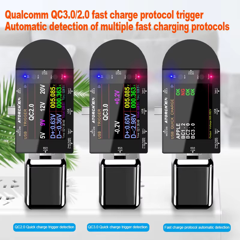 ATORCH UD24 Digitaler USB-Tester 2,4-Zoll Voltmeter und Amperemeter für DC5,5 und Typ-C in Schwarz - Bild 4