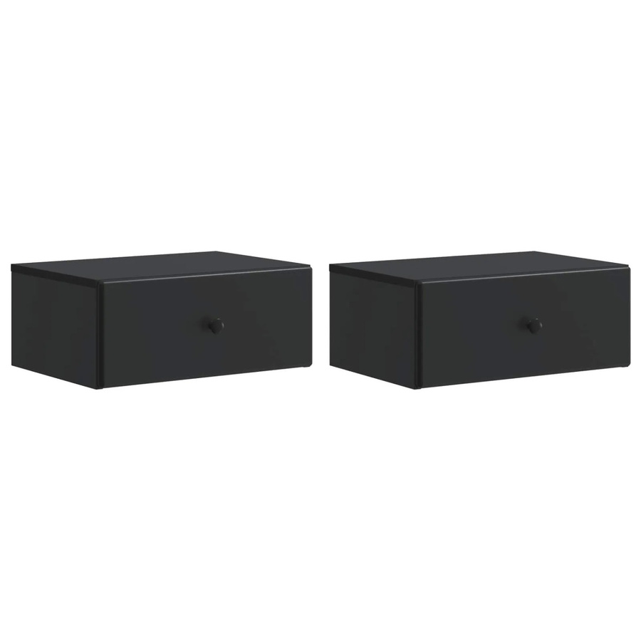 vidaXL Wandmontierter Nachttisch 2er-Set Schwarz Matt B/T/H: 49 x 34,5 x 20 cm - Bild 2