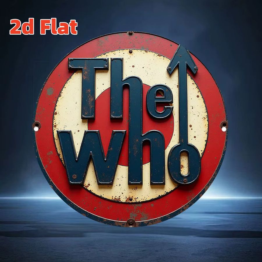 Rundes Aluminium-Wandkunstschild The Who im Vintage-Stil von Potdemiel in Rot-Weiß, Durchmesser: 19,81 cm - Bild 3