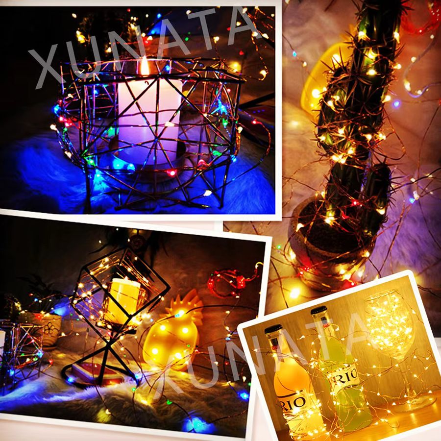 XUNATA LED-Lichterkette mit Ein-Aus-Schalter für Hochzeit, Garten und Weihnachtsdekoration in Warm Rot Grün Blau, verfügbar in 1m, 2m oder 4m Länge - Bild 5