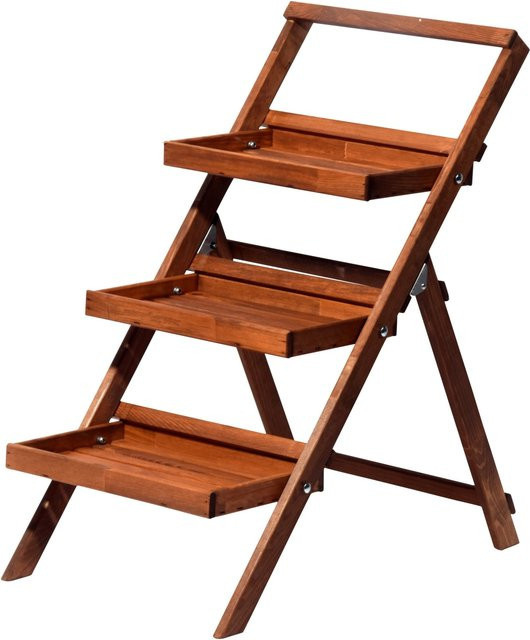 Dobar Klappbare Pflanztreppe aus Holz in Braun, B/T/H: 46 x 50 x 102 cm - Bild 1