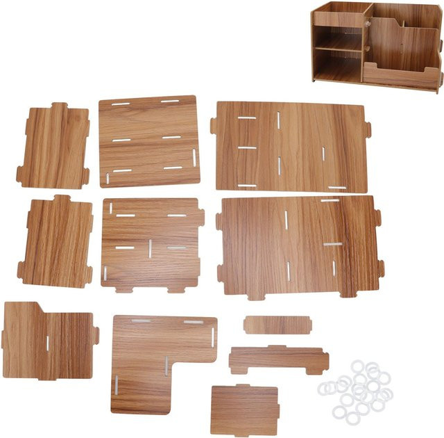 TOMTOP JMS Holz-Schreibtisch-Organizer Regal in Beige mit mehreren Fächern - Bild 1
