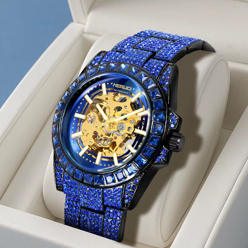 MEIRUIQI Armbanduhr, Automatik, Blau, Rund, Edelstahl, Herren - Bild 3