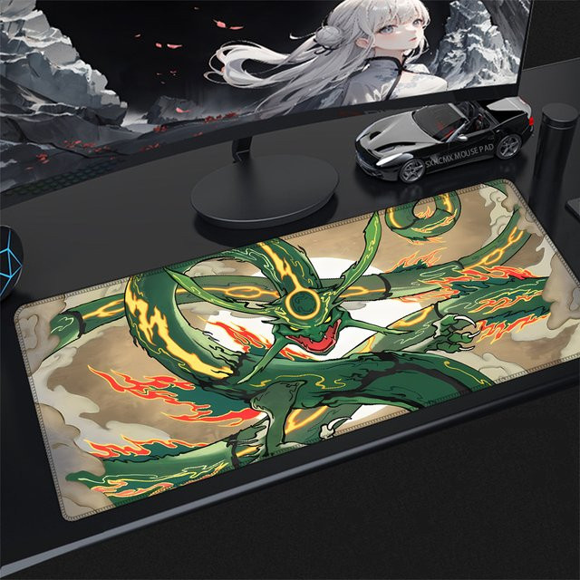 Bandai Pokemon Rayquaza Gaming-Mauspad, groß und rutschfest, B/T: 100 x 50 cm, multicolor - Bild 1