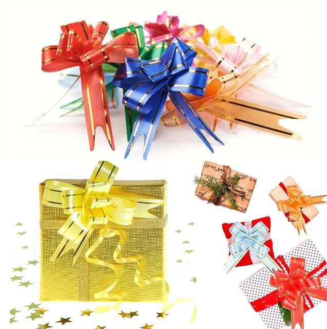Bunte Schleifenblumen in Gold, Rot und Silber für DIY-Geschenkverpackungen und Partys wie Weihnachten oder Halloween (50/100 Stück) - Bild 1