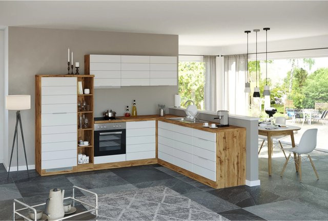 Held Möbel Winkelküche in Matt Weiß, B/T/H: 240 x 60 x 165 cm - Bild 1