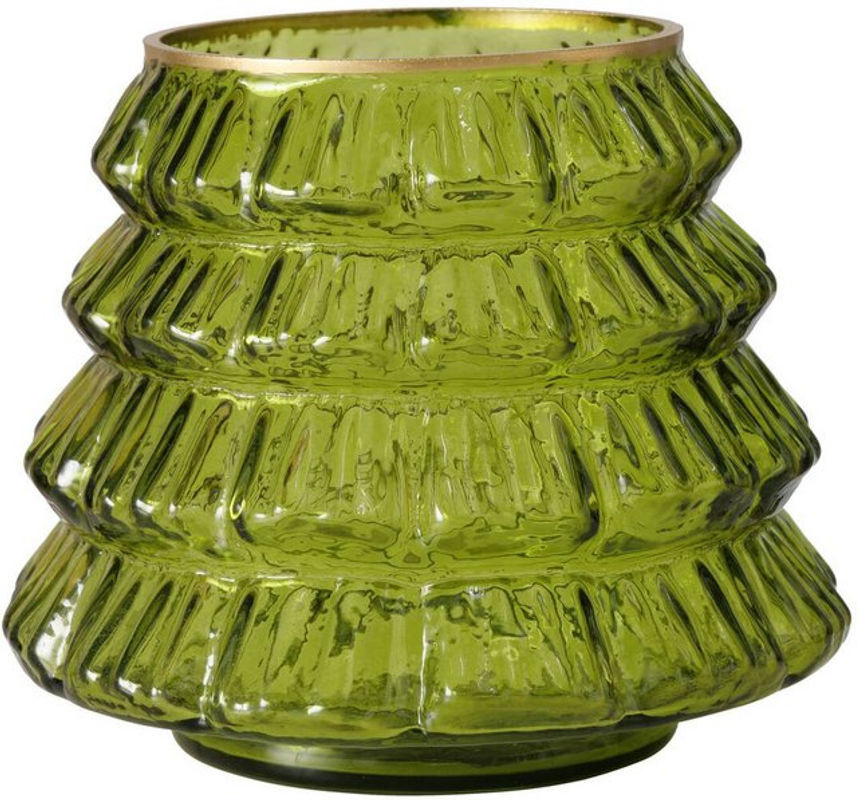 Boltze Kerzenhalter Tiwa aus Glas in Grün, Höhe: 11,5 cm - Bild 1