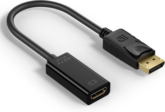 DisplayPort zu HDMI Adapter Kabel Konverter Schwarz 4K 30Hz Männlich auf Weiblich für Laptop Projektor TV und Monitor - Bild 1