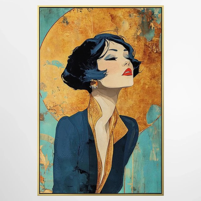 ArtUniverse Leinwandbild 1920s Glamour II Abstract Painting in Blau und Multicolour, Breite: 60 cm, Höhe: 90 cm - Bild 1