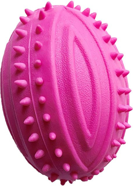 TOMTOP JMS Hunde Rugbyball Spielzeug, Bissfest, Zähneknirschen, TPR, Interaktives Hunde Kauspielzeug, pink - Bild 1