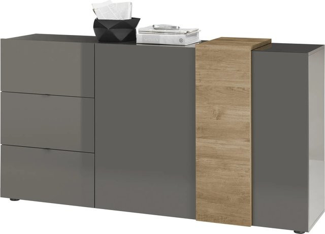 expendio Sideboard Pasko 4 in Dunkelgrau Hochglanz mit Soft-Close-Schubladen, B/T/H: 181 x 44 x 94 cm - Bild 1
