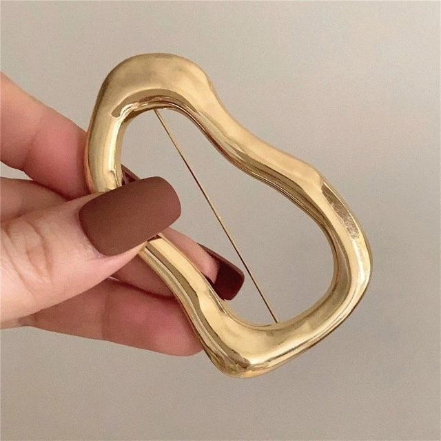 Brosche, vergoldetes Silber, Unregelmäßige Große Kreis, Unisex - Bild 1