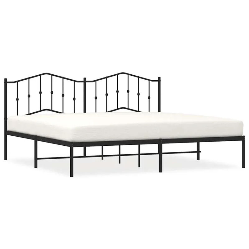 Vidaxl Metall-Bettgestell mit Kopfteil im Industrial-Stil, Schwarz, B: 193 cm, T: 203 cm - Bild 2