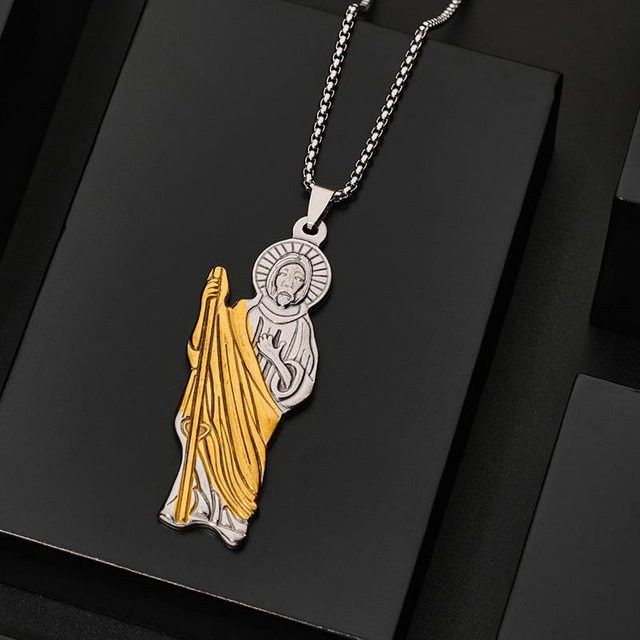 Anhänger Halskette Heiliger Benedikt Heiliger Judas, Edelstahl, Schwarz, Unisex - Bild 1