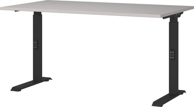 KADIMA DESIGN Schreibtisch Stuttgart höheneinstellbar mechanisch Kaschmir/Schwarz B/T: 140 x 80 cm - Bild 1
