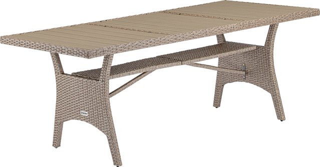 CARARIA® Polyrattan Gartentisch Takeo aus WPC in Creme, B/T/H: 190 x 90 x 75 cm - Bild 1