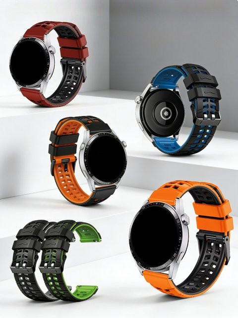 QCTOG Smartwatch-Armband Silikon, 22 mm, Schwarz - Bild 1