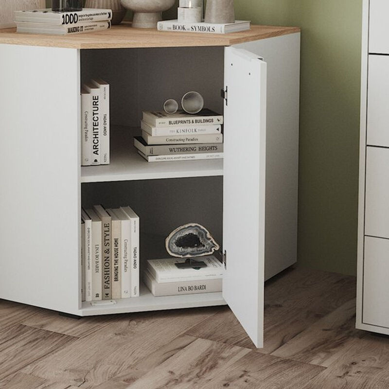 Vicco Eckkommode Betti in Weiß Sonoma für dein Wohnzimmer mit 1 Tür, B/T: 78 x 78 cm - Bild 2