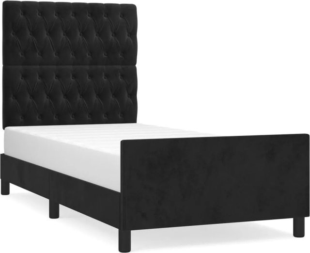 vidaXL Bettgestell mit Kopfteil aus Samt in Schwarz, B/T: 100 x 200 cm - Bild 1