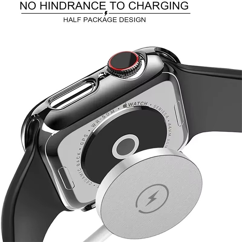 Displayschutzhülle aus gehärtetem Glas für Apple Watch Modelle 49 mm, 46 mm, 45 mm, 44 mm, 42 mm, 41 mm und 40 mm in Transparent - Bild 5