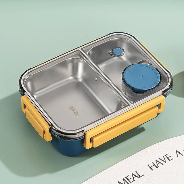 Yiran Furniture Edelstahl Bento Box mit Fächern und Besteck, auslaufsicher und isoliert, Farben: Rot, Blau, Grün - Bild 1