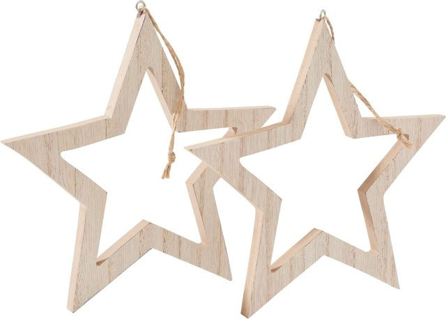 VBS Sterne-Anhänger aus MDF-Holz in Beige, 2er-Set - Bild 1