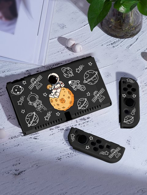 Astronauten-Schutzhülle für Nintendo Switch OLED in Schwarz mit trennbarem Joycon-Zubehör - Bild 1
