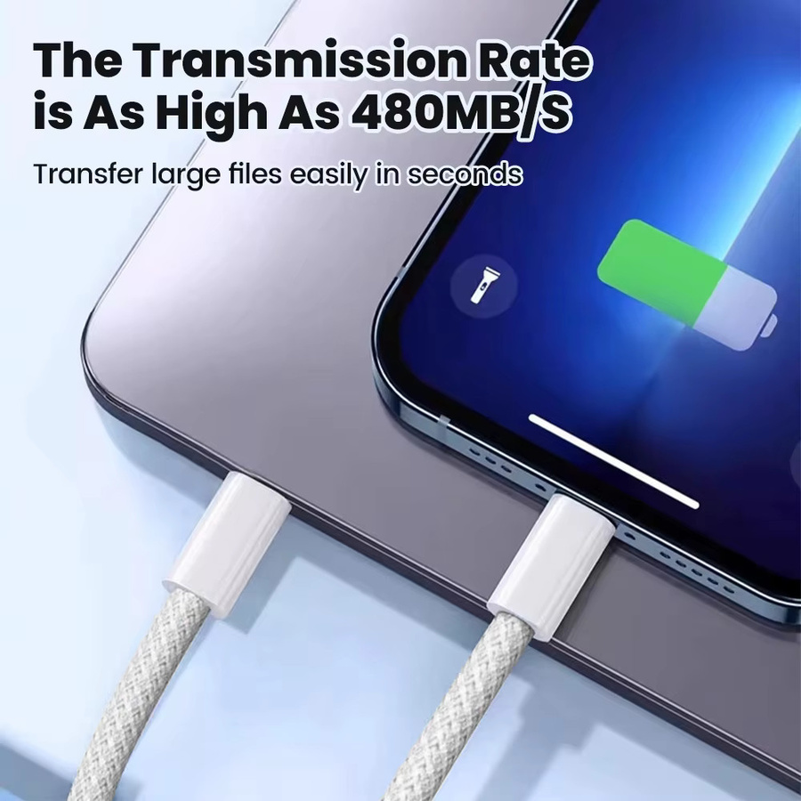 NNBILI USB-C auf USB-C Ladekabel 60 W mit PD Schnellladefunktion in Lila für iPhone, Huawei, Xiaomi und Samsung - Bild 4