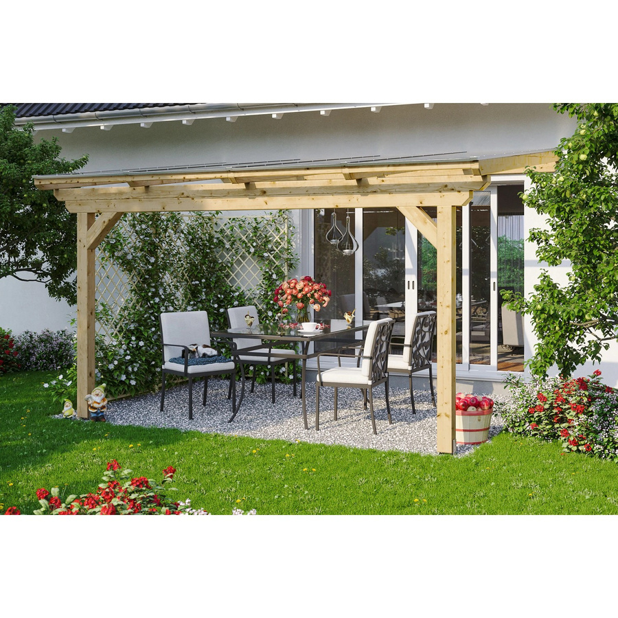 Skan Holz Terrassenüberdachung Ancona in Braun mit Polycarbonat-Dach, B/T/H: 434 x 250 cm - Bild 2