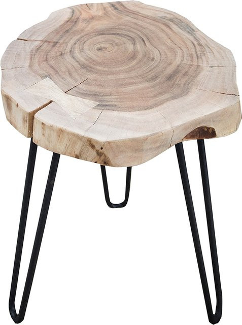 riess-ambiente Beistelltisch GOA aus Akazien-Massivholz in Natur mit schwarzen Metall-Hairpin-Legs, Durchmesser: 40 cm, Höhe: 79 cm - Bild 1