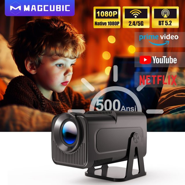 Magcubic Mini-Projektor HY320 NTV mit Netflix-Lizenz, Full HD 1080P, WLAN und Bluetooth 5.2, automatische Keystone-Korrektur und Sprachsteuerung - Bild 1