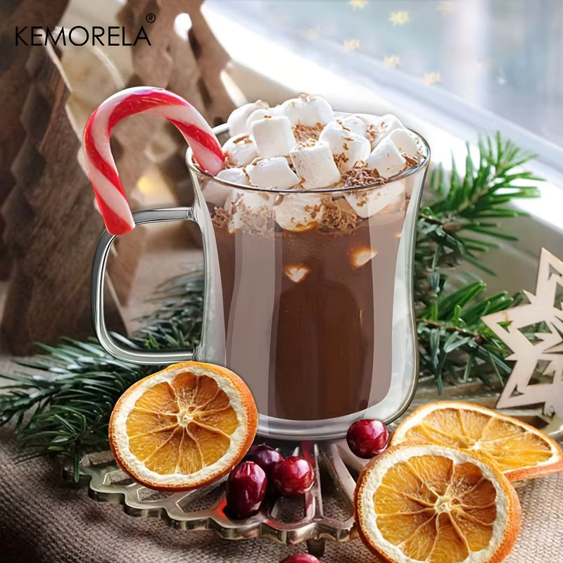 KEMORELA Cappuccino Doppelwandglas aus Borosilikatglas mit Griff, transparent, 220 ml oder 420 ml - Bild 3