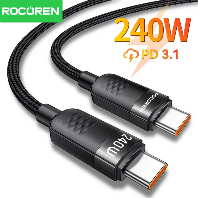Rocoren USB-C zu USB-C Datenkabel 240 W PD3.1 Schnellladekabel Schwarz - Bild 1