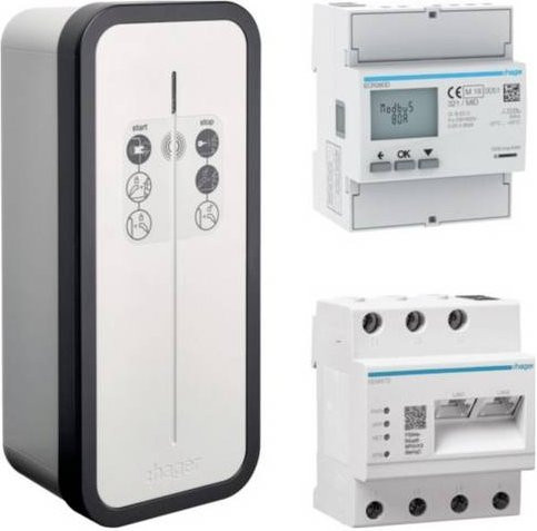 Hager Wallbox XEV1K22T2SEMC mit App-Steuerung, Type 2 Anschluss, 3-Phasen, 22 kW, Weiß - Bild 1