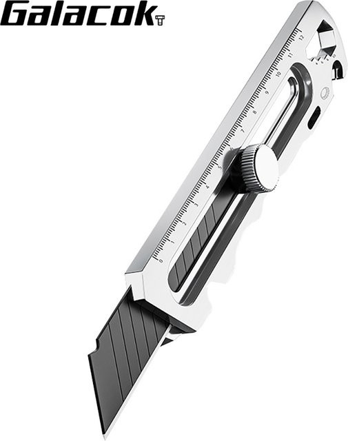 Deli 6-in-1 Edelstahl-Universalmesser Multifunktions-Öffner in Silber mit einziehbarer Klinge als tragbarer Kartonschneider für Büro und Heim - Bild 1
