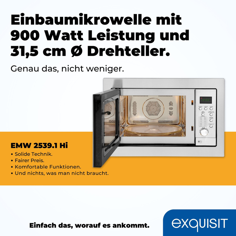 Exquisit Einbau-Kombi-Mikrowelle EMW 2539.1 in Edelstahl Silber - Bild 3