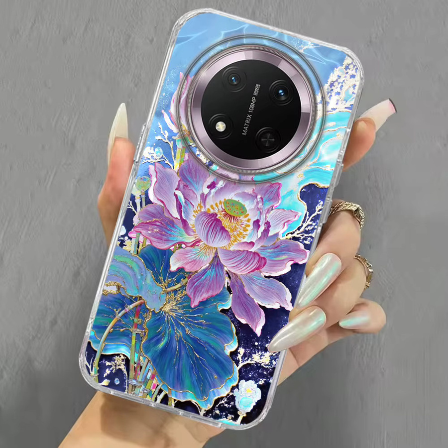 FunYudas Handyhülle mit blauem Lotusblüten-Design für Honor X9c X9a X9b X8a X8b X8c X6c X7b X7c 400 200 90 Smart Pro Magic7 6 5 Lite aus TPU - Bild 2