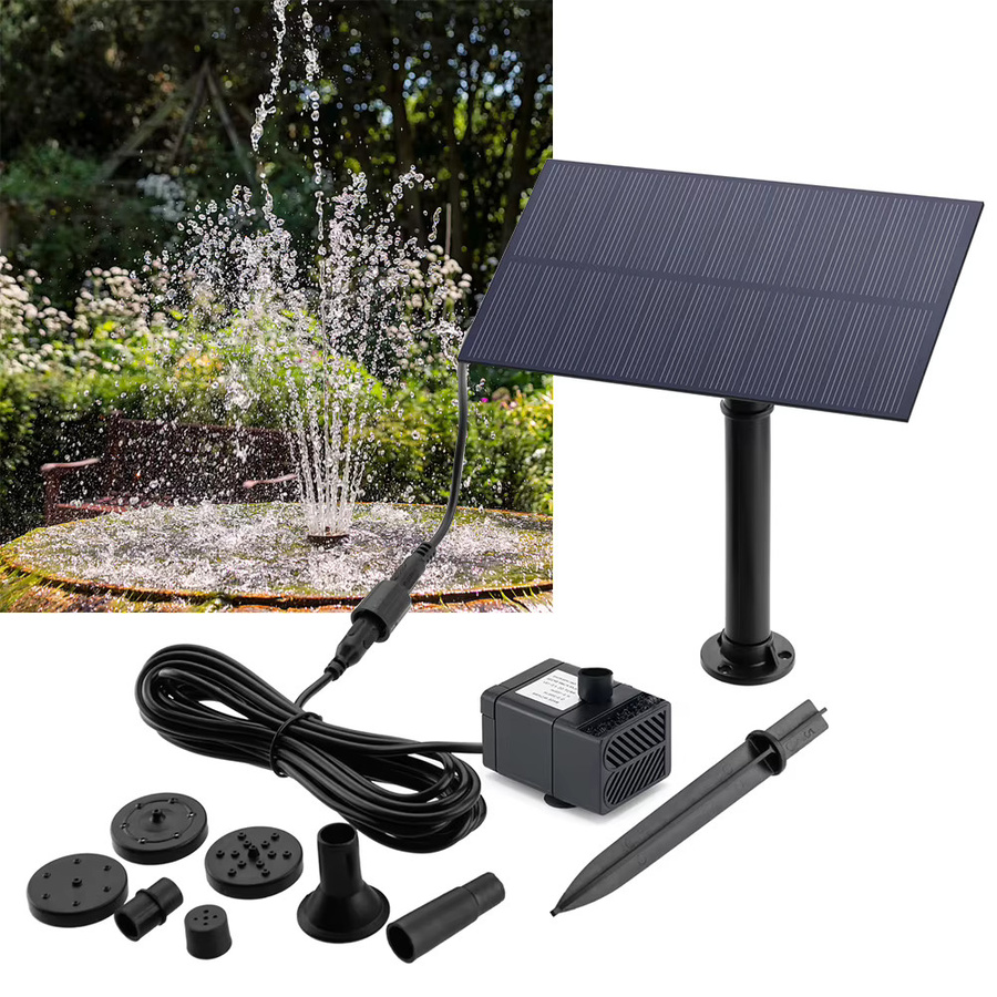 Alloet Solarbrunnenpumpe 5W 5V in Schwarz mit Erdspieß für Gartendekoration und Poolbewässerung mit 180L/h Förderleistung - Bild 4
