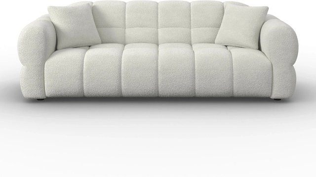 Bessagi Home Sofa Marie Chenille Cremeweiß mit Federkern und passenden Dekokissen - Bild 1