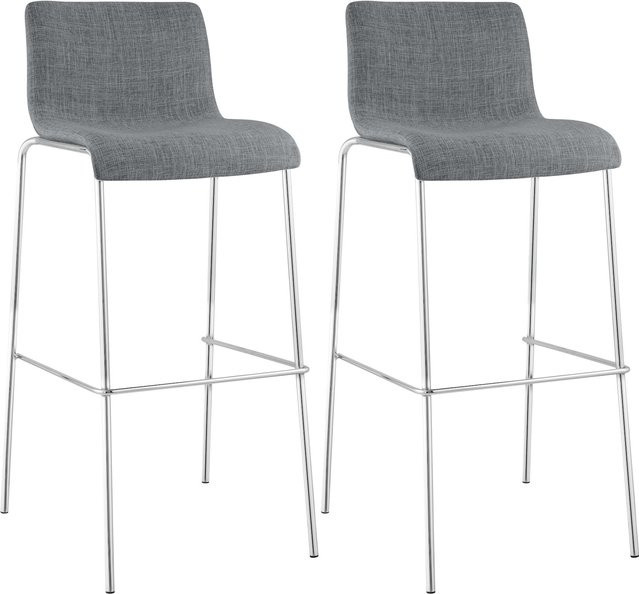 CLP Barhocker 2er Set Hover mit Lehnen in Grau, stapelbare Barstühle mit Stoffbezug und Metallgestell, bis 150 kg belastbar - Bild 1