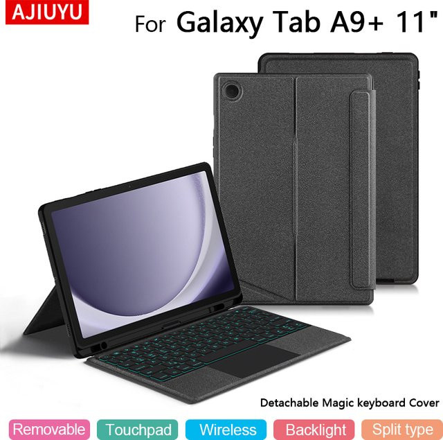 AJIUYU Smart Magic Tastaturhülle mit Touchpad für Samsung Galaxy Tab A9+ 11 Zoll (SM-X210, X216B, X218U), Farbe: Schwarz - Bild 1