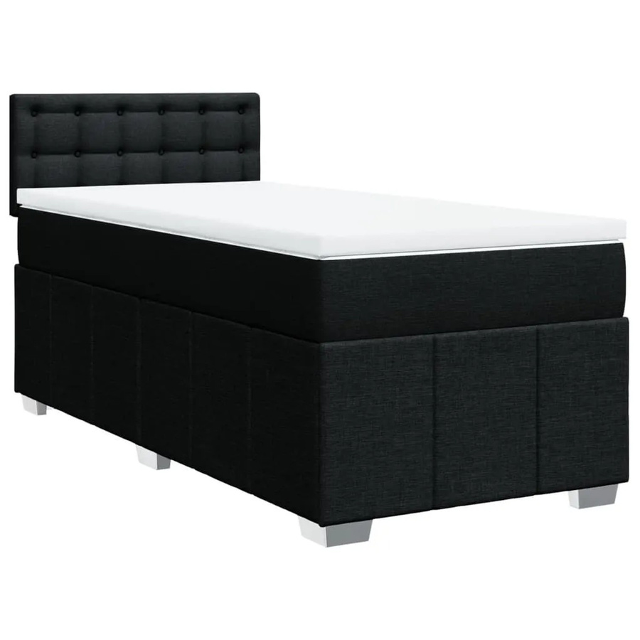 vidaXL Boxspringbett mit Matratze Schwarz, Hybrid-Bett mit USB-Ladeport und Unterbettbeleuchtung, B/T: 90 x 200 cm - Bild 2