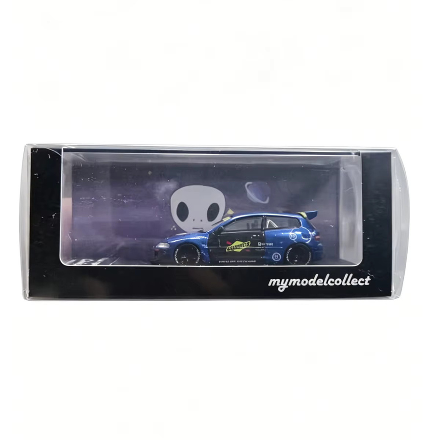 My Model Collect MMC 1:64 Honda Civic EG6 Weiß-Schwarz Track Livery / Blau SUNOCO Alien Theme, Druckguss-Modellauto - Bild 2